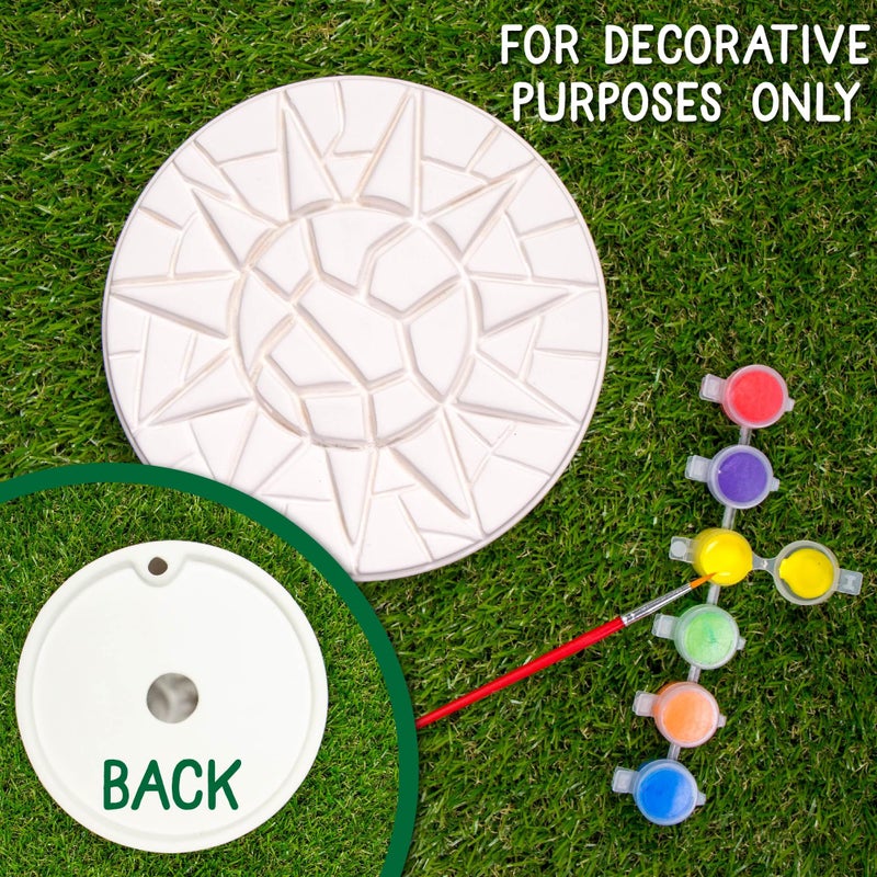 Creative Roots Mosaic Sun Stepping Stone Kit, Includes 7-Inch Ceramic Stepping Stone & 6 Vibrant Paints, DIY Garden Stone for Kids Ages 6+ - Image 2